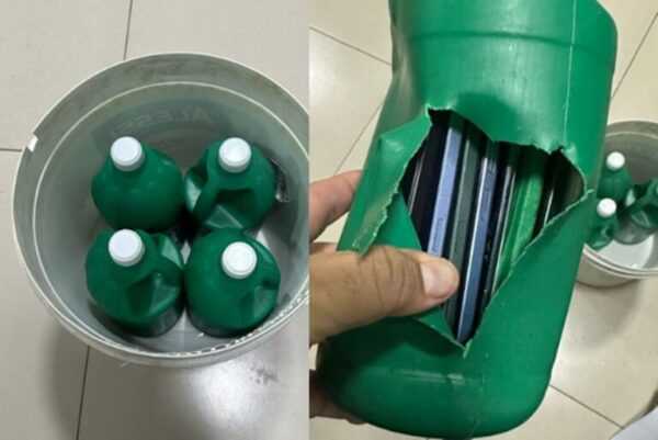 Apreendidos são descobertos com 29 celulares em garrafas de água sanitária presos-sao-descobertos-com-29-celulares-em-garrafas-de-agua-sanitaria
